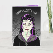 Vrouw Vampier, Romantische Halloween Trick or trea Kaart (Voorkant)