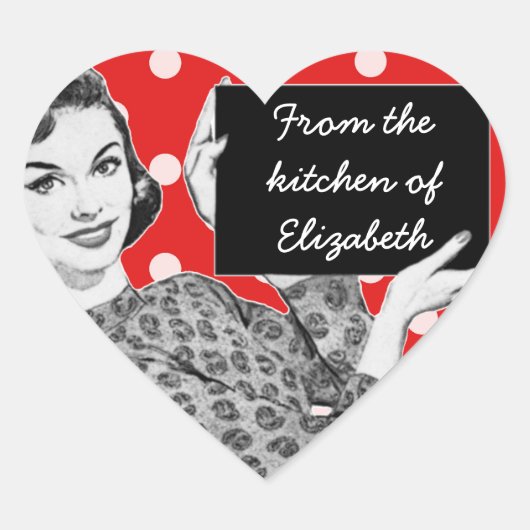 Vrouw van 1950 met een Sign Kitchen Hart Sticker (Voorkant)
