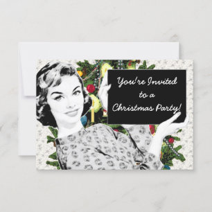 Vrouw van 1950 met kerstteken kaart