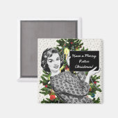 Vrouw van 1950 met kerstteken magneet (Voorkant / Achterkant)