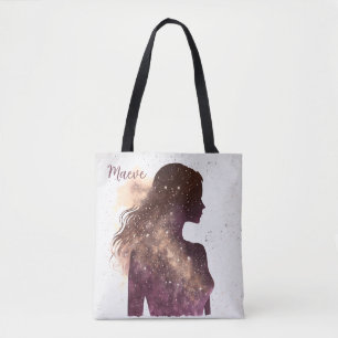 Vrouw van de sterren Paarse en bruine Canvas tas