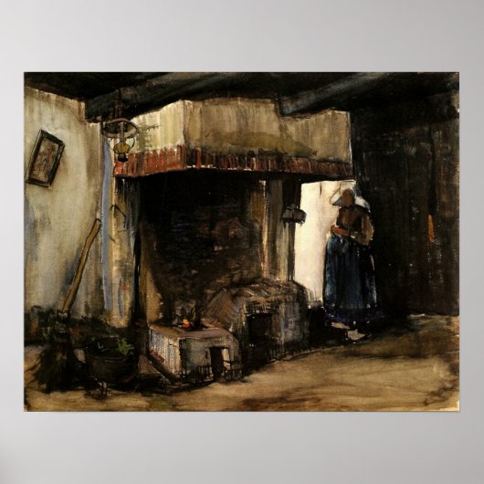 Vrouw van een Hearth door Vincent van Gogh Poster (Voorkant)
