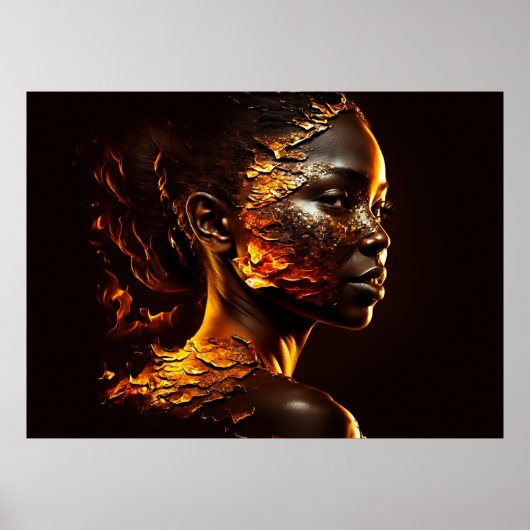 Vrouw van het Digitale Portret van het Goud en van Poster (Voorkant)