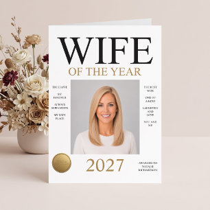 Vrouw van het Jaar Foto (Alleen Wit) Verjaardag Kaart