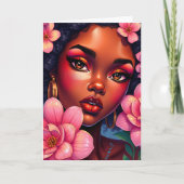  vrouw van kleur met bloemen Verjaardag Kaart (Voorkant)