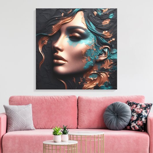 Vrouw van Koper - AI Creatie Canvas Afdruk (Insitu (Woonkamer))