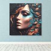 Vrouw van Koper - AI Creatie Canvas Afdruk (Insitu (Houten vloer))