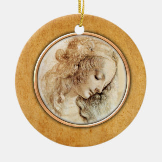 Vrouw van Leonardo-da Vinci, tekentornament Keramisch Ornament