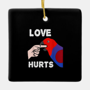 Vrouw van Love Hurts Eclectus Parrot Keramisch Ornament