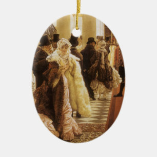Vrouw van Stand by Tissot, Vintage Victoriaanse Ku Keramisch Ornament