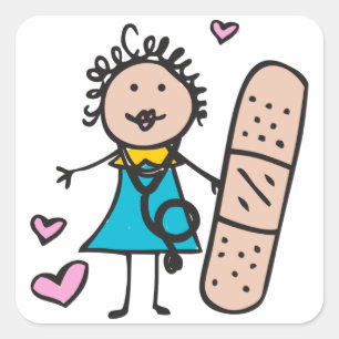 Vrouw verpleegster vierkante sticker