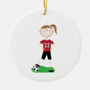 Vrouw Voetbalspeler Keramisch Ornament