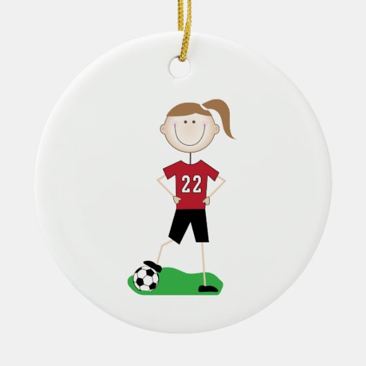 Vrouw Voetbalspeler Keramisch Ornament (Voorkant)