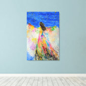 Vrouw Vogel Canvas Print (Insitu (Houten vloer))