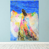 Vrouw Vogel Canvas Print (Insitu (Houten vloer))