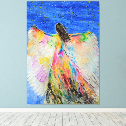 Vrouw Vogel Canvas Print (Insitu (Houten vloer))
