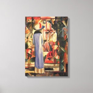 Vrouw voor een winkelruit door August Macke Canvas Afdruk