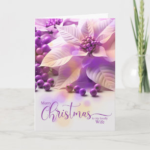 Vrouw voor Kerst Lavendel Paarse Poinsetta Feestdagen Kaart