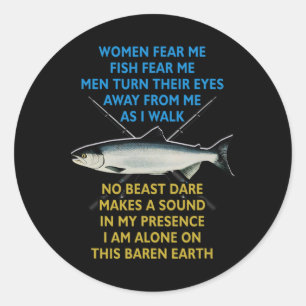 Vrouw Vrees Mij Vis Vrees Mij Mannen Keren Hun Oge Ronde Sticker