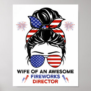 Vrouw Vuurwerk Directeur - Funny USA 4 juli GI Poster