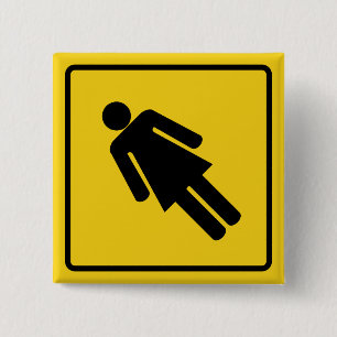 Vrouw Waarschuwingsknop Vierkante Button 5,1 Cm