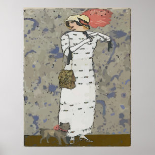  vrouw Walking Dog Poster