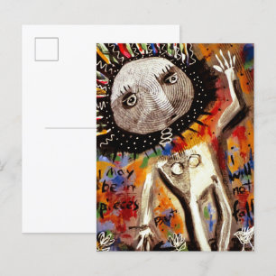 Vrouw wankelt op de rand van de afgrond briefkaart