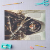 Vrouw Warrior gekleed in zwart Sci Fi Decoupage Tissuepapier (Craft)