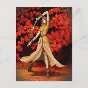 Vrouw Warrior met zwaard Briefkaart