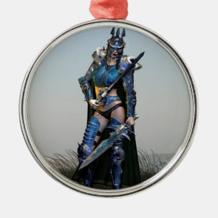 Vrouw Warrior Metalen Ornament
