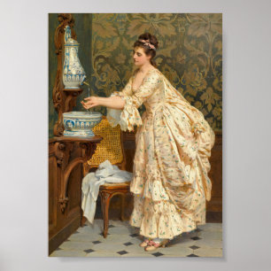 Vrouw wassen handen, portret poster