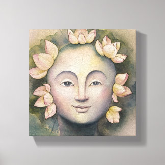 Vrouw Waterverf Gezicht Schilderen Canvas Afdruk