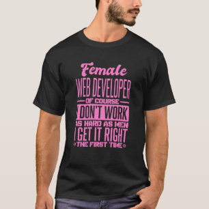Vrouw webontwikkelaar krijgt het voor het eerst ju t-shirt