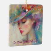 vrouw, wees je mooie zelf keramisch ornament (Rechts)