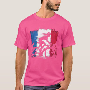 Vrouw Wegfiets Fietser - Frankrijk Vlag Cyc T-shirt