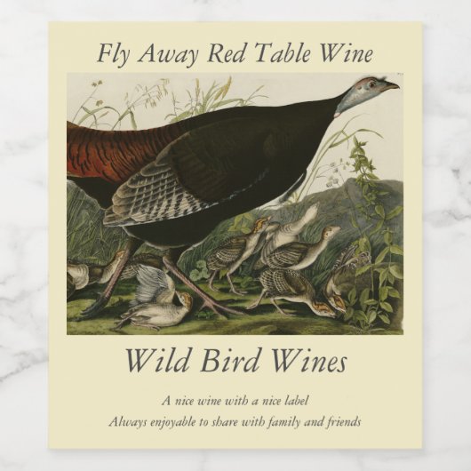 Vrouw Wild Turkey from Audubon's Birds of America Wijn Etiket (Enkel label)