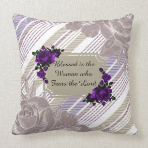 Vrouw: Woman Lavender/Tan Stripe Pillow Kussen