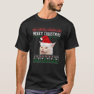 Vrouw Yelling in een Smudge Cat Ugly KerstSweat T-shirt