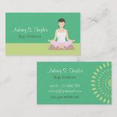 Vrouw Yoga Instructeur Groene Visitekaartjes (Voorkant / Achterkant)