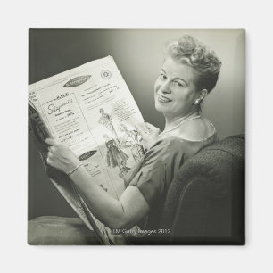 Vrouw zit voorgezeten magneet