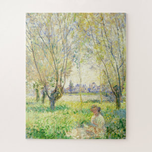 Vrouw Zittend onder de Wilgen door Claude Monet Legpuzzel