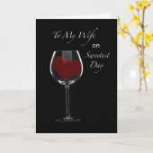 Vrouw Zoetste Dag Rood Hart in Wijnglas Kaart (Gele Bloem)