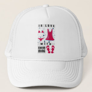 Vrouw zwemmer - in liefde voor zwemmen trucker pet