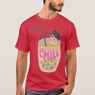 Vrouw zwemt in melkteassticker t-shirt