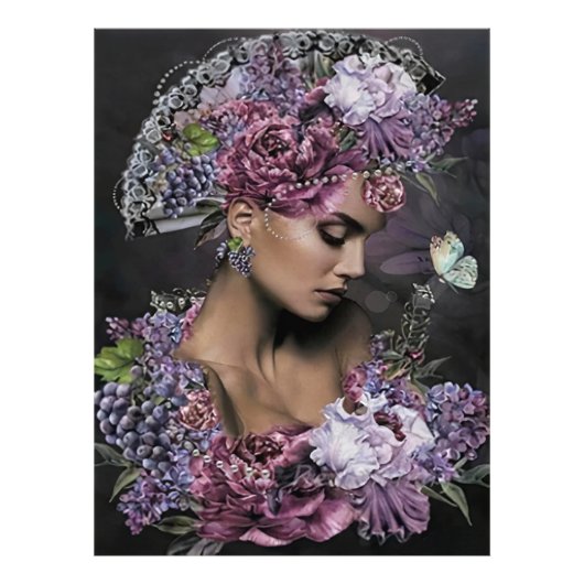 Vrouwe bloemen foto afdruk (Voorkant)