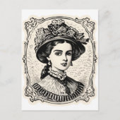  Vrouwe Portret Stamp 2 Briefkaart (Voorkant)