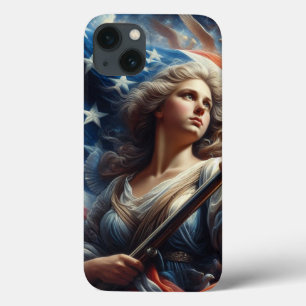 Vrouwe van de Vrijheid - Patriottisme Kunst iPhone 13 Hoesje