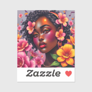  Vrouwe van Kleur Roze Bloemen Musical Notes Sticker