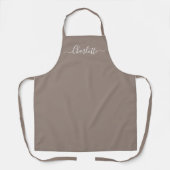Vrouwelijk beige greige op maat gemaakt script naa schort (Voorkant)