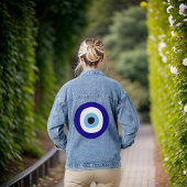 Vrouwelijk Blauw Modern Grieks Oog Denim Jacket